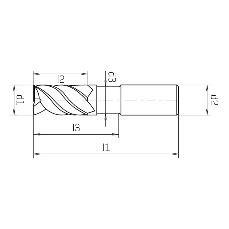 SC Speedcut aluminium end mill, long, optional, twin blade, variable helix DIN 6527L, HA shank - 2