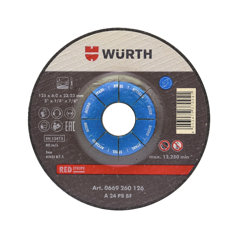Grinding wheel disc for steel - GDISC-BLUE-ST-CE-TH6,0-BR16,0-D100MM