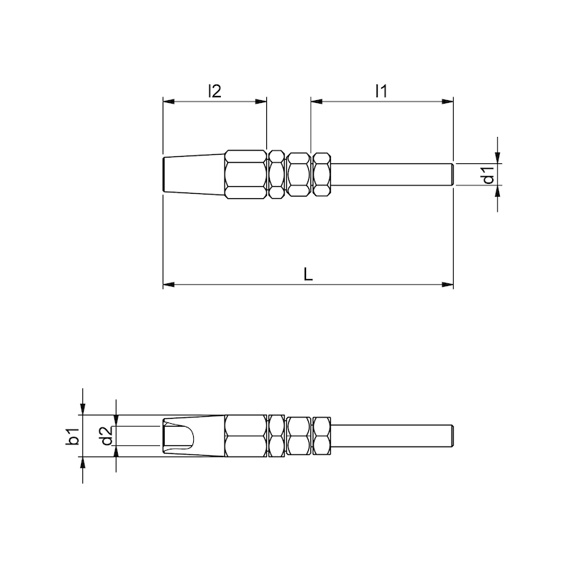 Gwintowana śrubowa końcówka montażowa - THRTRML-F1X19-D8