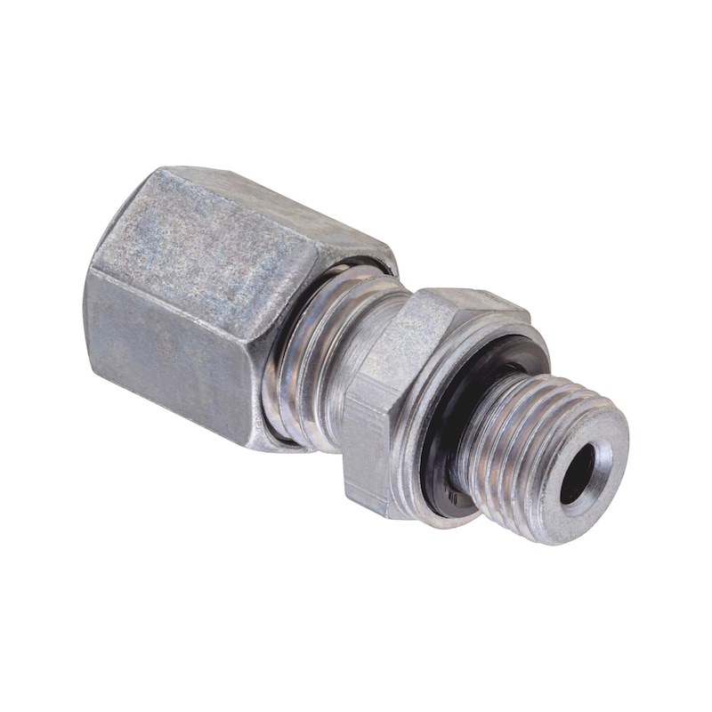 Straight male fitting ISO 8434-1, zinc-nickel-plated steel, metric male thread with seal - 1