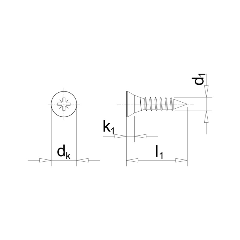 Vis à Tôle Tête Fraisée A2 Inox DIN 7982 - Cruciforme PZ - Diam. 2.2 à 4.8 Mm - Lot
