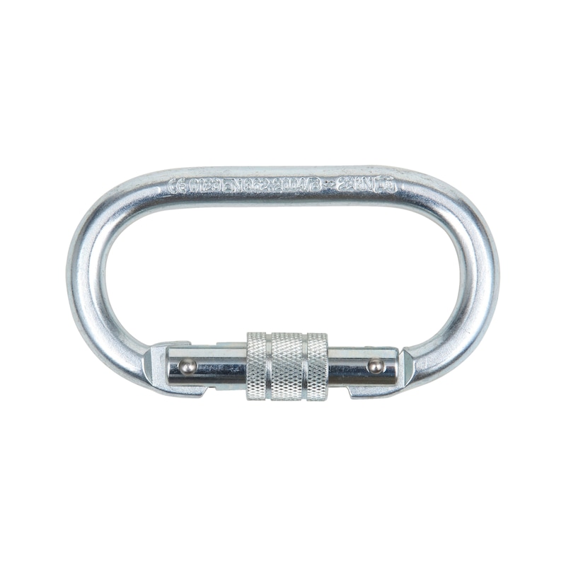 Locking carabiner, oval With screw locking device