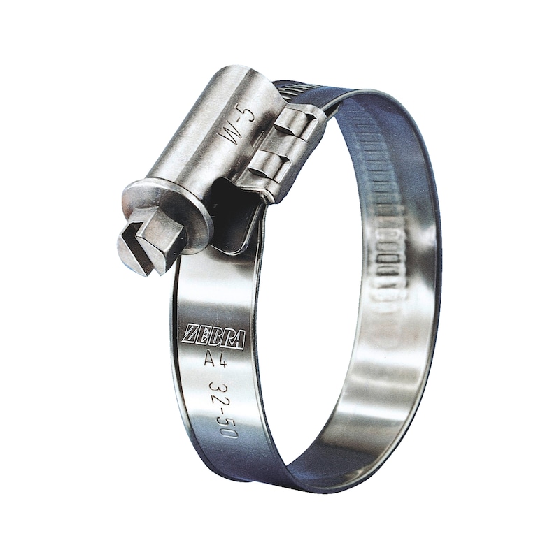 Hose clamp A4 with asymmetrical lock made entirely of stainless steel - HOSECLMP-A4-W12MM-WS7-(150-170)