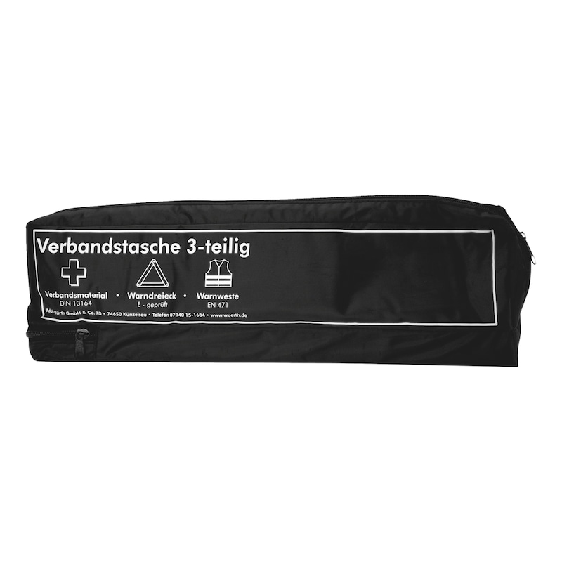 Unprinted car first aid bag, three pieces In accordance with DIN 13164-2022 - 1STAIDBG-UNPRNT-BLACK-3PCS