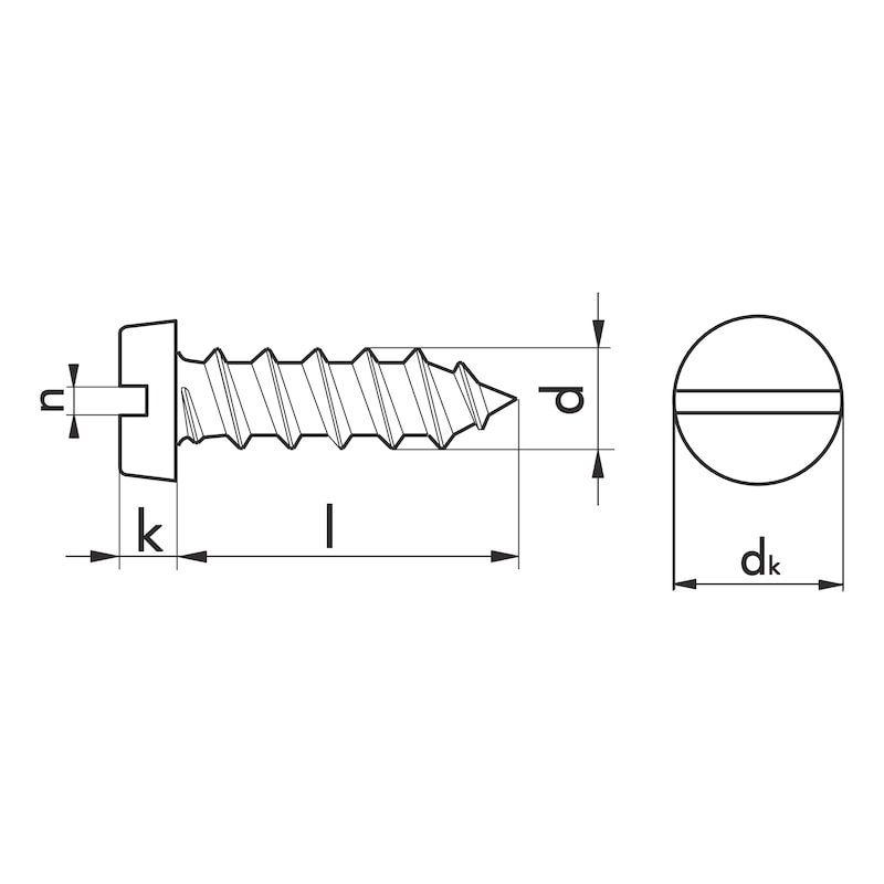 Zylinder-Blechschraube Form C mit Schlitz DIN 7971, Edelstahl A2, blank - SHR-ZYL-DIN7971-C-A2-5,5X16