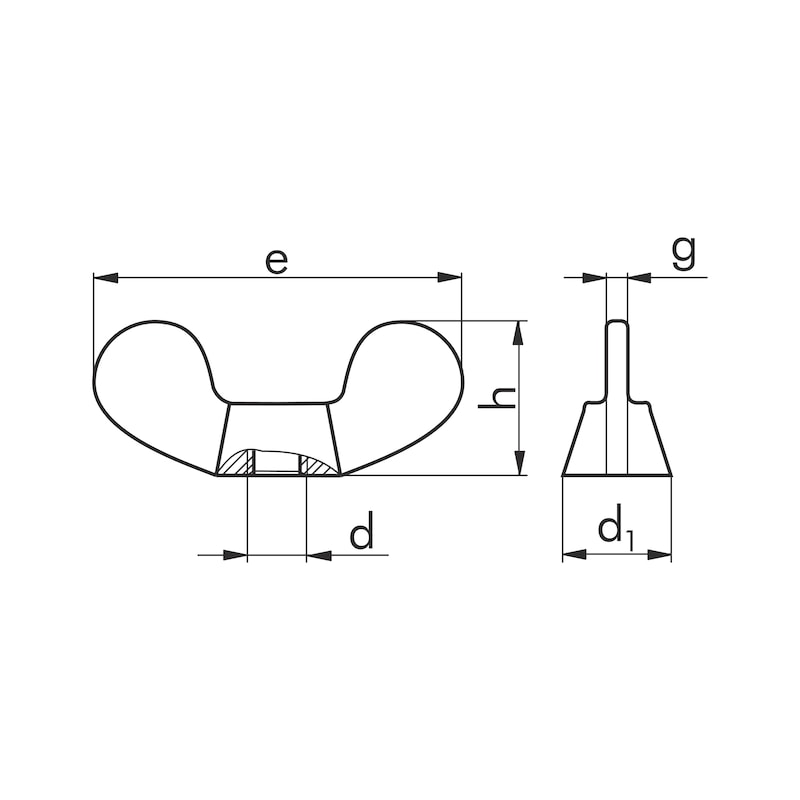 Ecrou à oreilles, forme aile ronde (forme allemande) - ECR-OREILLE-DIN315-TG-(A2K)-M6
