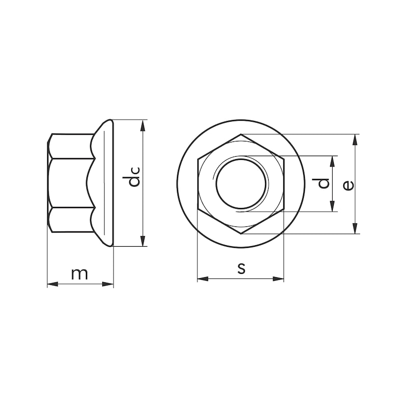 Hexagon nut with flange