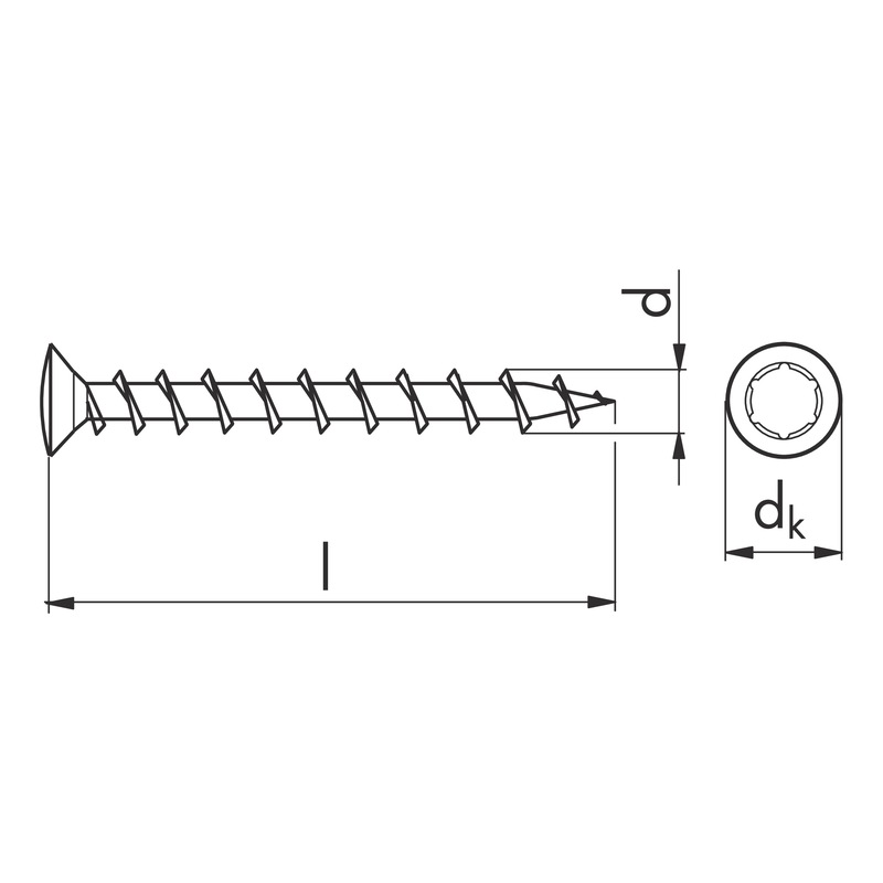 Window construction screw, raised countersunk head FBS - SCR-RSDCS-NEDLPIN-AW20-(DCO)-4,1X35