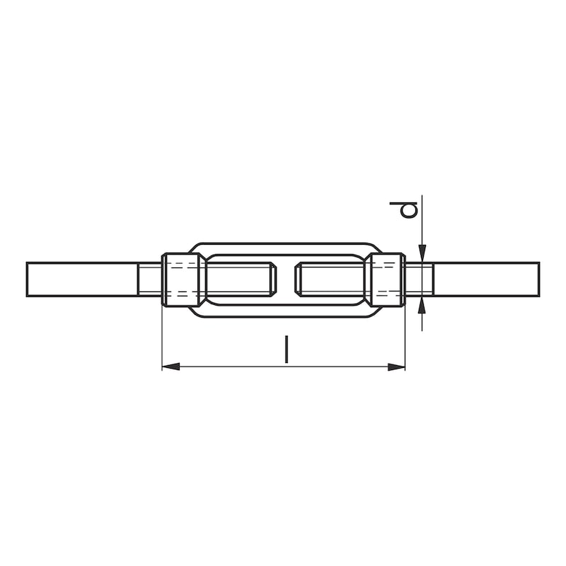 Tenditore aperto con estremità saldate DIN 1480, acciaio, zincato, passivato bianco (A2K) - 2