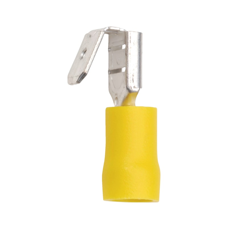 Crimp cable lug, push connector including blade connector PVC-insulated - PSHCON-DOUBLE-YELLOW-6,3X0,8MM