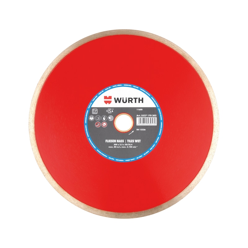 Diamond cutting disc, wet cutting for tiles - CUTDISC-DIA-WET-TILES-BR30/25,4-D300MM