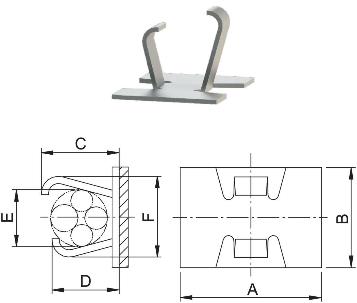 Cable holder self-adhesive metal
