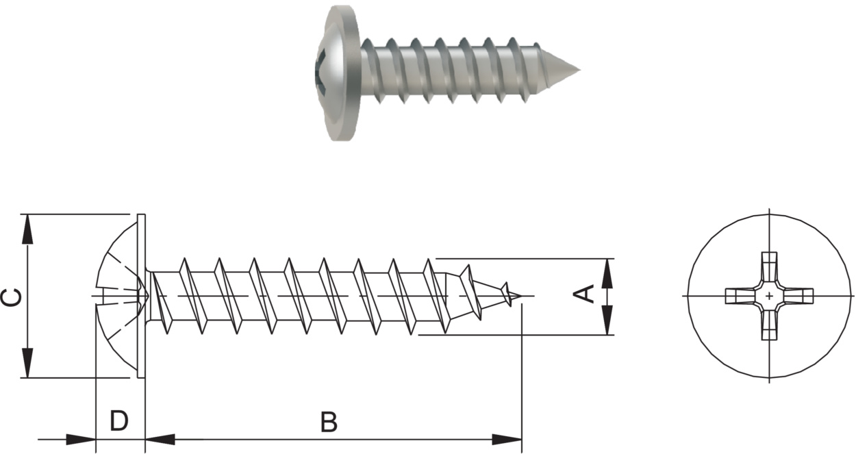 Screw with flange head similar to DIN 7981 B