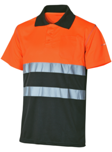 Polo de Trabalho Alta Visibilidade 1/2 Laranja/Cinzento