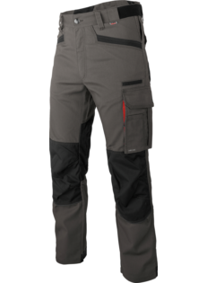 Pantalon de travail à la mode et robuste, couleur grise, en toile élastique, avec renforts en Cordura, EN 14404.