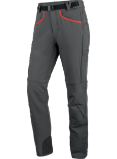 Pantalon de travail confortable, élastique et de haute qualité pour femmes, couleur grise, avec beaucoup de poches, aspect sportif.