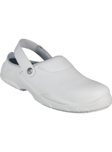 Babouche de travail SB en blanc, en microfibre respirante, doublure antibactérienne, sans métal, pour l'industrie alimentaire & sanitaire, sans lacets de chaussures