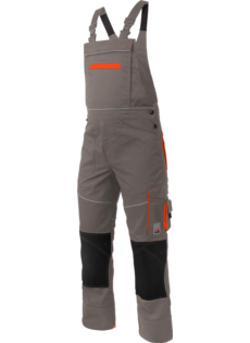 Modische & strapazierfähige Arbeitslatzhose, Farbe Grau, aus Polyester-Baumwollegewebe, EN 14404 mit Cordura Knieverstärkung, für Fließenleger