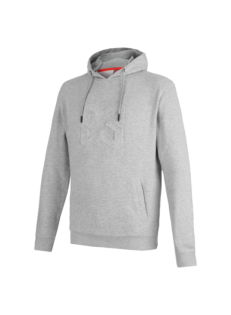Un sweat de travail HOODIE LOGO X clair de couleur gris de la marque de vêtements de travail et chaussures de sécurité Würth MODYF vue de face. Les détails sont visibles, tel que le col et les finitions.