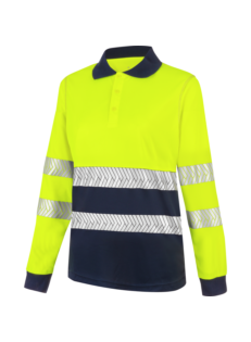 Polo Manga Larga Mujer Lumen Pro Amarillo/Azul Marino