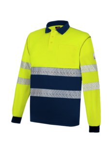 Polo Manga Larga Lumen Pro Amarillo/Azul Marino