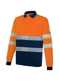 Polo Manga Larga Lumen Pro Naranja/Marino