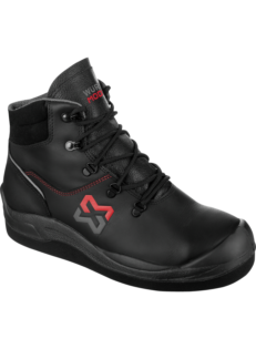 Schwarzer Sicherheitsstiefel S2PL,  hitzebeständige Sohle, Aluminiumkappe, Obermaterial aus wasserabweisendem Leder