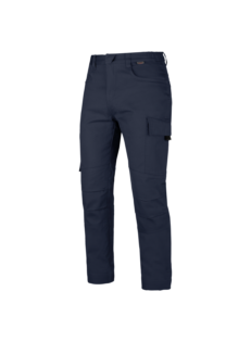 Vue de face d'un pantalon de travail STAR PC Marine de couleur  de la marque de vêtements de travail et chaussures de sécurité Würth MODYF. Le pantalon est bien visible ainsi que ses poches.