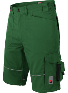Arbeitsbermuda in Grün für Gärtner, aus elastischem und robustem Material, schnell trocknend und pflegeleicht, mit praktischen Taschen