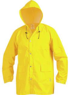 Chaqueta amarilla impermeable de trabajo con capucha