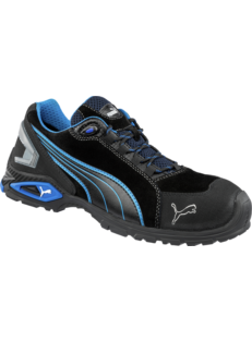 Chaussures de sécurité Puma Safety Shoes noires et bleues avec coque en aluminium, légères et confortables