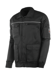 Stevig zwart vest met ceintuur voor professionals, professioneel en onderhoudsvriendelijk, elastische gemengde stof.