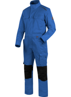 Industriewäschetauglicher Blaumann, praktischer Blaumann, Arbeitsoverall ISO 15797 zertifiziert, Arbeitsoverall blau, Arbeitsoverall mit Knietaschen