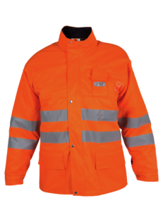 Funktionelle Schnittschutzjacke EN 381, bequeme Warnschutzjacke EN 20471, Schnittschutz-Warnschutzjacke orange