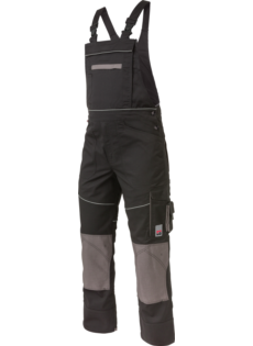 Modische und praktische Arbeitslatzhose in Schwarz, aus robustem Mischgewebe, EN 14404 mit Cordura Knietaschen