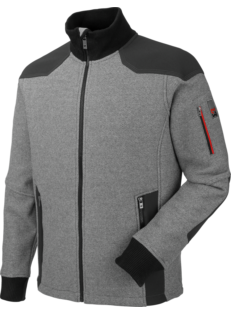 Veste polaire pour le travail en gris, robuste et chaud, respirant et confortable, aspect tricoté moderne, poignets et col en tricot.