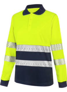 Polo Manga Larga Mujer Lumen Pro Amarillo/Azul Marino