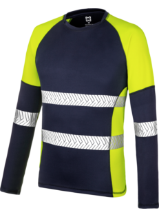 Camiseta Manga Larga Dry Tech Fluor Reflex Azul Marino/Amarillo