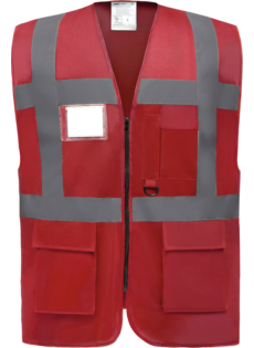 Gilet de travail RETRO multipoches rouge