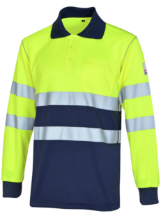 Polo de Trabalho Alta Visibilidade 1/2 Amarelo/Azul-marinho