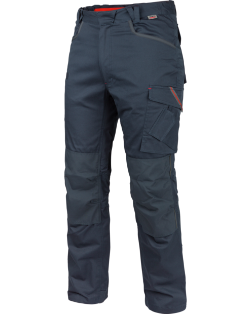 Vue de face d'un pantalon de travail Stretch X Würth MODYF marine de couleur  de la marque de vêtements de travail et chaussures de sécurité Würth MODYF. Le pantalon est bien visible ainsi que ses poches.