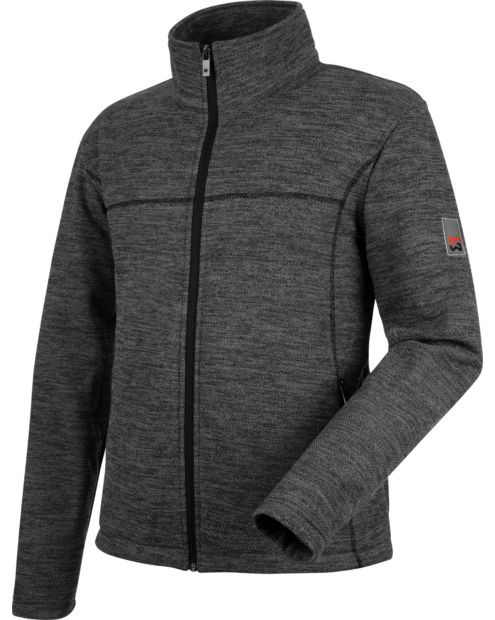 Vue de face d'une veste polaire de travail NESO de couleur anthracite de la marque de vêtements de travail et chaussures de sécurité Würth MODYF.