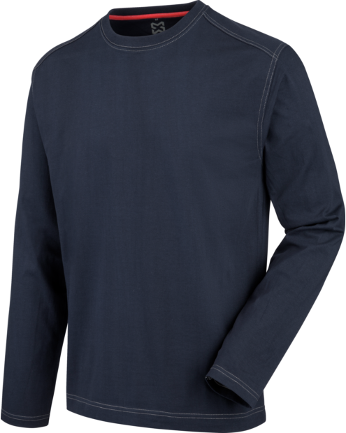 T-shirt de travail à manches longues Pro Würth MODYF marine de la marque de vêtements de travail et chaussures de sécurité Würth MODYF. Positionné en vue de face, les détails et couleurs sont bien visibles.