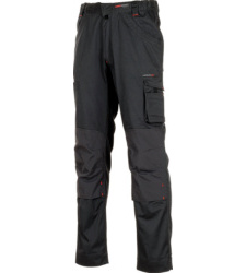 Pantalon de travail extra chaud en gris, avec doublure en flanelle, élastique et durable, avec de nombreuses poches, ourlet extensible, certifié EN 14404, poches de protection des genoux.