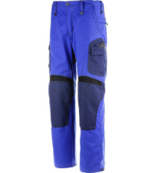 Arbeitshose blau für Elektriker und Handwerker, elastisches und pflegeleichtes Material, EN 14404, Systemtaschen Anbringung