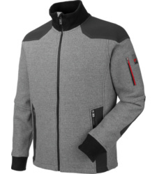 Veste polaire pour le travail en gris, robuste et chaud, respirant et confortable, aspect tricoté moderne, poignets et col en tricot.