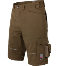 Bermuda de travail en olive, confortable agréable à porter, short pour l'été, ceinture élastique, look sportif.