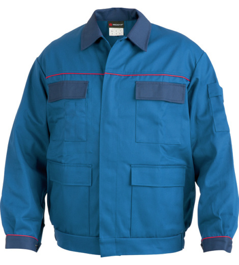 Arbeitsjacke blau für Elektriker, günstig & praktisch, robustes Baumwoll Polyester Mischgewebe, viele Taschen