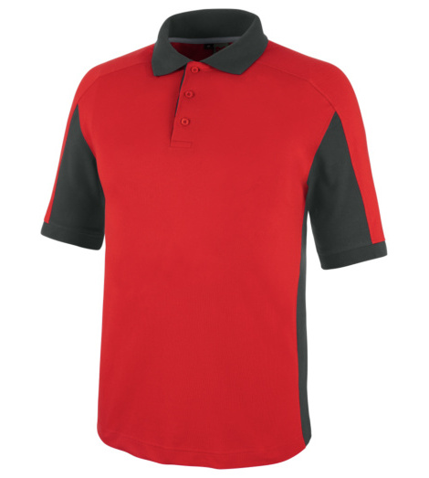 Metallfreies Arbeits-Poloshirt, Arbeits-Poloshirt mit UV Schutz 801, Poloshirt ISO 15797, Poloshirt rot, hautfreundliches Poloshirt