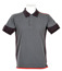 Graues Piquee-Poloshirt aus Stretch, komfortabel und elastisch, mit Knopfleiste